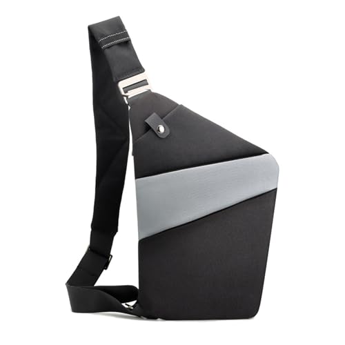 FANDARE Segmentiert Brustasche Anti Diebstahl Sling Bag Herren Sport Damen Umhängetasche Links Schulter Crossbody Messenger-Bags Schultertaschen für Reise Schule Wandern Bodybag Schwarz Grau von FANDARE