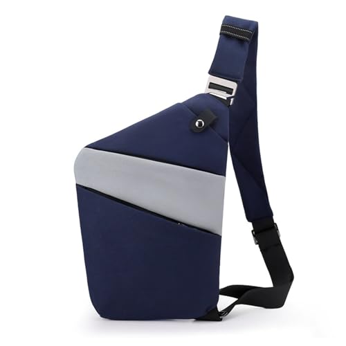 FANDARE Segmentiert Brustasche Anti Diebstahl Sling Bag Herren Sport Damen Umhängetasche Rechts Schulter Crossbody Messenger-Bags Schultertaschen für Reise Schule Wandern Bodybag Blau Grau von FANDARE