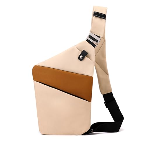 FANDARE Segmentiert Brustasche Anti Diebstahl Sling Bag Herren Sport Damen Umhängetasche Rechts Schulter Crossbody Messenger-Bags Schultertaschen für Reise Schule Wandern Bodybag Khaki Braun von FANDARE