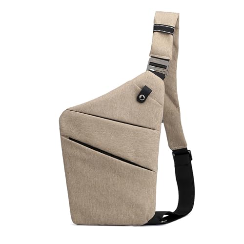 FANDARE Segmentiert Brustasche Anti Diebstahl Sling Bag Herren Sport Damen Umhängetasche Rechts Schulter Crossbody Messenger-Bags Schultertaschen für Reise Schule Wandern Bodybag Khaki von FANDARE