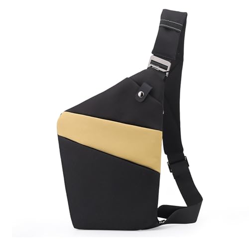 FANDARE Segmentiert Brustasche Anti Diebstahl Sling Bag Herren Sport Damen Umhängetasche Rechts Schulter Crossbody Messenger-Bags Schultertaschen für Reise Schule Wandern Bodybag Schwarz Khaki von FANDARE