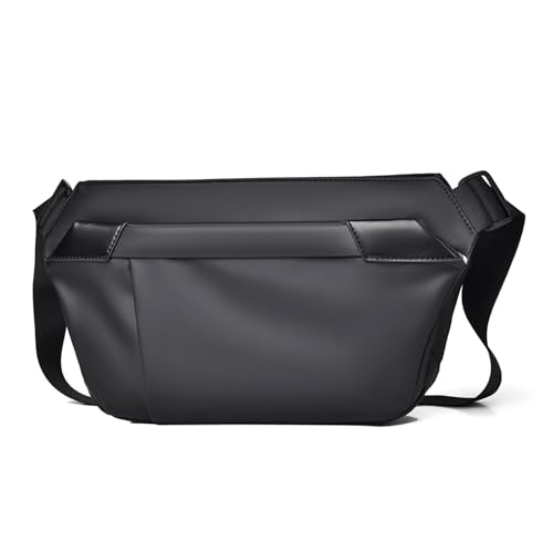 FANDARE Sport Funktion Brusttasche Herren Umhängetasche Sling Crossbody Bag Manner Brustbeutel Wasserdichtes PU Leder Messenger-Bags Schultertaschen für Reise Schule Wandern Bodybag Schwarz von FANDARE