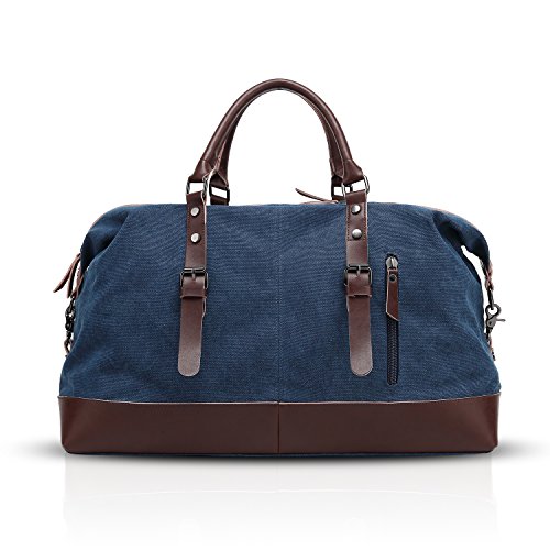 FANDARE Sporttasche Reisetasche Handgepäck Weekender für Damen Herren Multifunktion Umhängetasche Canvas Sporttasche Duffel Bag für Übernachtung Strandhandtasche Reisen Outdoor Camping Blau von FANDARE