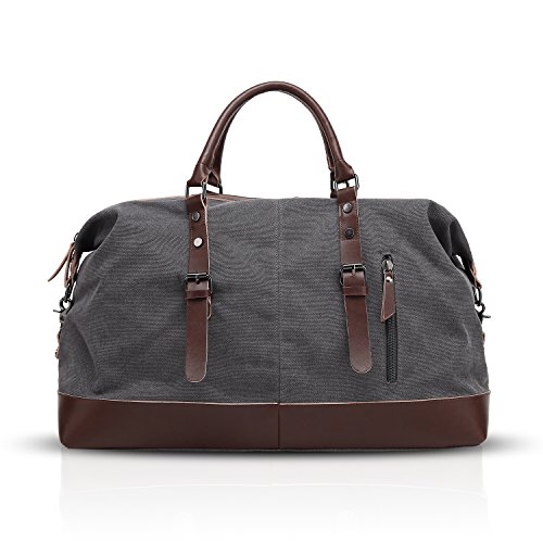 FANDARE Sporttasche Reisetasche Handgepäck Weekender für Damen Herren Multifunktion Umhängetasche Canvas Sporttasche Duffel Bag für Übernachtung Strandhandtasche Reisen Outdoor Camping Grau von FANDARE