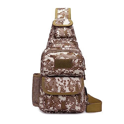 FANDARE Taktisch Brusttasche Military Schultertasche Sling Bag Herren Damen Umhängetaschen mit USB-Ladeanschluss Schultertasche Crossover Rucksack für Reisen Wandern Crossbody Pack Braun Camo von FANDARE