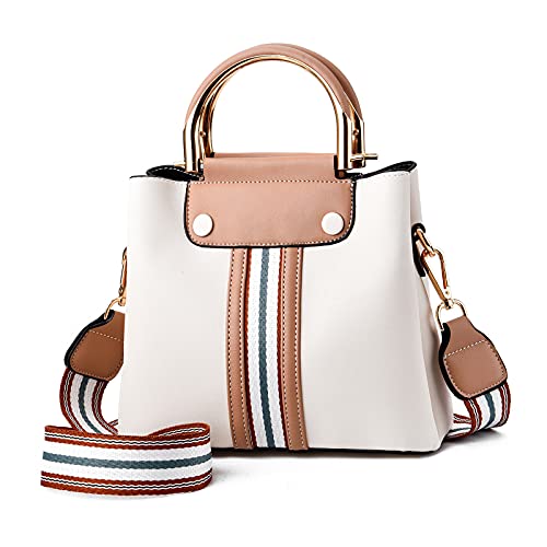 FANDARE Tragbar Umhängetasche Damen Klein Schultertasche Handtaschen Frauen PU Leder Wasserdicht Freizeit Sports Arbeit Outdoor Reise Messenger-Bags Beige von FANDARE