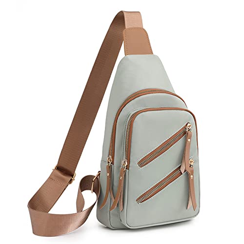 FANDARE Ultraleicht Brusttasche Damen Handtaschen Elegant Handy Umhängetasche Sling Crossbody Tasche Schultertasche mit Kopfhörerloch Frauen Handytasche zum Umhängen Damentasche Nylon Grün von FANDARE