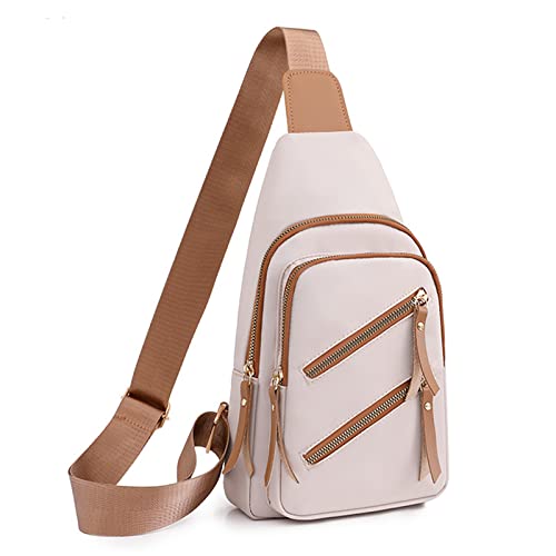 FANDARE Ultraleicht Brusttasche Damen Handtaschen Elegant Handy Umhängetasche Sling Crossbody Tasche Schultertasche mit Kopfhörerloch Frauen Handytasche zum Umhängen Damentasche Nylon Weiss von FANDARE