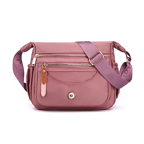 FANDARE Ultraleicht Damen Umhängetasche Nylon Schultertasche Handtaschen Elegant Umhängetasche mit verstellbarem breitem Riemen Frauen zum Umhängen Damentasche Multi-Tasche Messenger Bag Lila von FANDARE