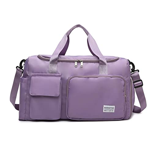 FANDARE Ultraleicht Sporttasche Reisetaschen Handgepäck Übernachtung Sporttasche Handtasche Damen Herren Weekender Kliniktasche Trainingstasche mit Schuhfach & Nassfach - Tasche Helles Lila von FANDARE