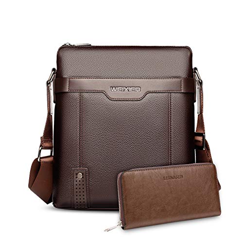 FANDARE Umhängetasche/Laptoptasche Herren, PU Schultertasche Herren, Business Reisetasche Büro Arbeitstasche passt 9,7 Zoll Tablets, Wasserdicht Messenger Tasche,mit Geldbörsen Tasche Braun A von FANDARE