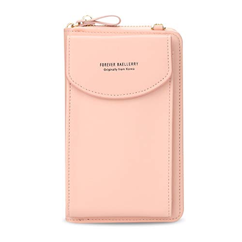 FANDARE Umhängetasche Damen Schultertaschen Geldbörse Leichte Handy-Brieftasche Crossbody Bag für Mädchen Einkaufen Party Schule Reise Unterarmtasche Wasserdicht PU Rosa von FANDARE