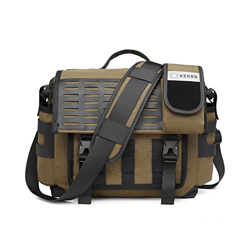 FANDARE Umhängetasche Herren Arbeitstasche Aktentasche Tragetasche Junge Schultertasche Männer Laptoptasche für 12.9 Zoll mit Multi-Tasche für Reise Schule Hochschule Arbeit Outdoor Schulranzen Khaki von FANDARE