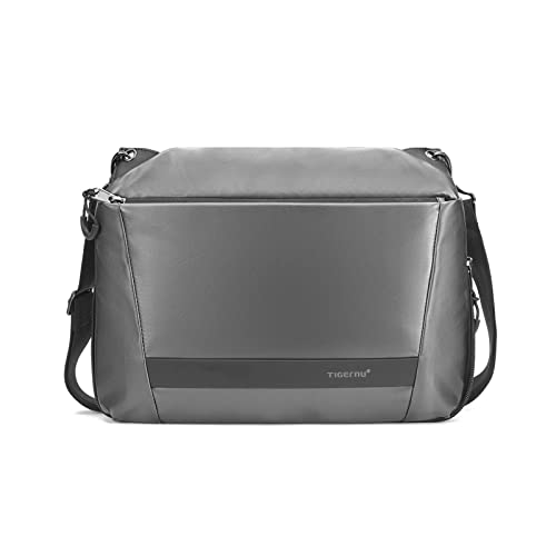 FANDARE Umhängetasche Herren Arbeitstasche Erweiterbar Messenger Bag Schultertasche Herrentasche Kuriertasche zum Umhängen Reise Schule Hochschule Arbeit Outdoor Schulranzen Wasserdicht TPU Silber von FANDARE