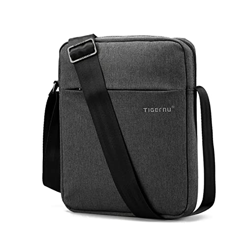 FANDARE Umhängetasche Herren Arbeitstasche Messenger Bag Schultertasche Herrentasche Kuriertasche zum Umhängen für Reise Schule Hochschule Arbeit Outdoor Schulranzen Schwarzgrau von FANDARE