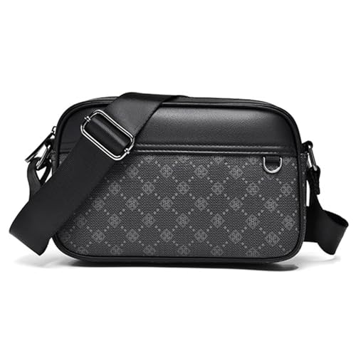 FANDARE Umhängetasche PVC Leder Herren Herrentasche Retro Horizontal Damen Schultertasche Handgelenktasche Arzttasche Schultertasche Crossbody Messenger Bag Arbeitstasche Geschenk für Männer Schwarz von FANDARE
