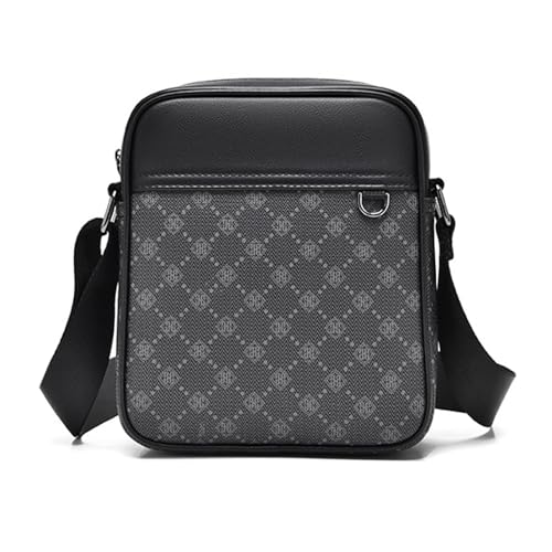 FANDARE Umhängetasche PVC Leder Herren Herrentasche Retro Vertikale Damen Schultertasche Handgelenktasche Arzttasche Schultertasche Crossbody Messenger Bag Arbeitstasche Geschenk für Männer Schwarz von FANDARE