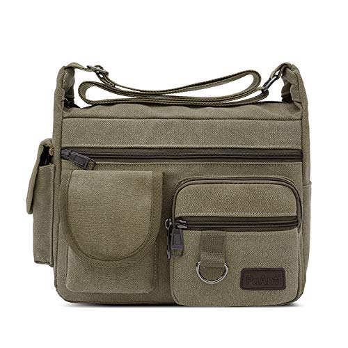 FANDARE Umhängetasche Schultertasche 7.9 inch iPad Tasche Unisex Vintage Canvas Messenger Tasche für Damen/Herren Grün von FANDARE