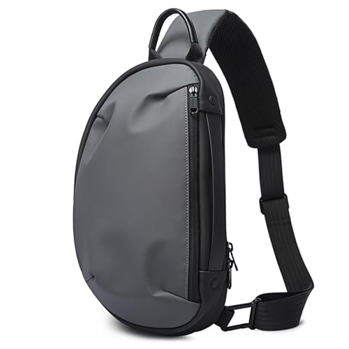 FANDARE Umhängetasche mit USB-Aufladefunktion, Brusttasche mit großem Fassungsvermögen und mehreren Taschen sowie Organizer, kompatibel mit 10,5-Zoll Tablet Grau von FANDARE