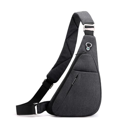 FANDARE Unisex Brustasche mit Reflektorstreifen Herren Sling Bag Sport Umhängetasche Damen Linke Schulter Crossbody Messenger Bags Schultertaschen für Reise Schule Wandern Bodybag Schwarz A von FANDARE