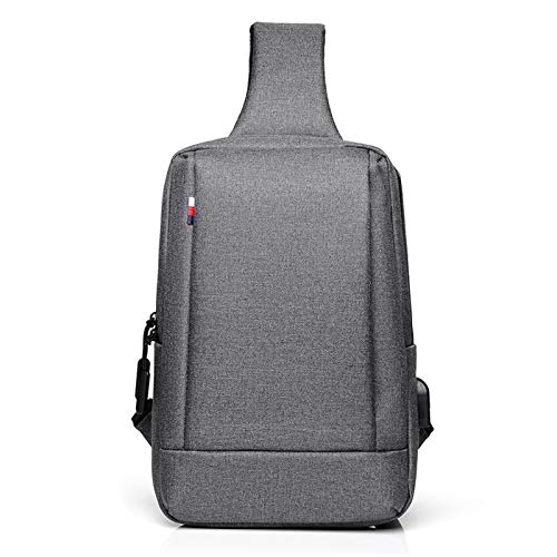 FANDARE Unisex Brusttasche Sling Bag mit USB-Ladeanschluss Schultertasche Herren Damen Crossover Rucksack Umhängetasche für Schule Outdoorsport Wandern Radfahren Bergsteigen Reisen Dunkelgrau von FANDARE