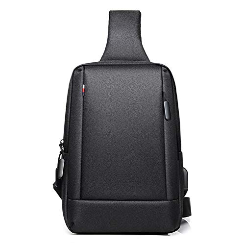 FANDARE Unisex Brusttasche Sling Bag mit USB-Ladeanschluss Schultertasche Herren Damen Crossover Rucksack Umhängetasche für Schule Outdoorsport Wandern Radfahren Bergsteigen Reisen Polyester Schwarz von FANDARE