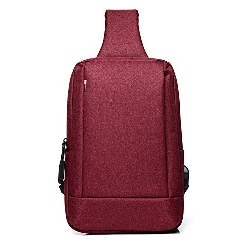 FANDARE Unisex Brusttasche Sling Bag mit USB-Ladeanschluss Schultertasche Herren Damen Crossover Rucksack Umhängetasche für Schule Outdoorsport Wandern Radfahren Bergsteigen Reisen Polyester Rot von FANDARE