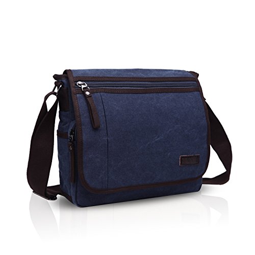 FANDARE Unisex Umhängetasche Herrentasche Segeltuch Damen Schultertasche Lehrertasche Laptoptasche für 10.9 Zoll Notebook Kuriertasche Große Aktentasche Schule Freizeit Reise Business Messenger Bag von FANDARE