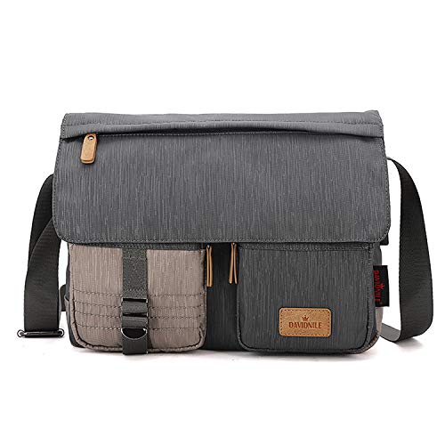 FANDARE Unisex Umhängetasche Schultertasche mit USB-Ladeanschluss Crossbody Bag für 14 Zoll Laptop Herren Damen Messenger Bag für Reise Schule Hochschule Arbeit Outdoor Schulranzen Grau von FANDARE