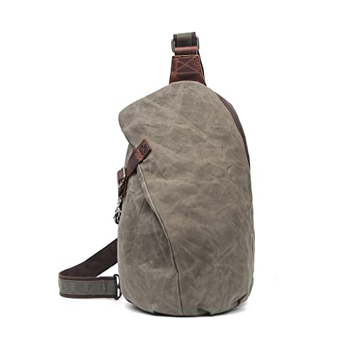 FANDARE Vintage Brusttasche Leinwand Schultertasche Herren Sling Chest Bag Beidseitig Umhängetasche für Outdoor Sport Wandern Radfahren Reisen SchultertascheGrün von FANDARE