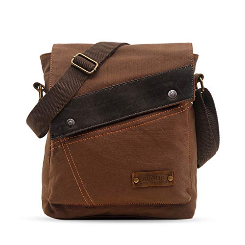 FANDARE Vintage Messenger Bag Umhängetasche Schultertasche Laptoprucksäcke Tasche Crossbody Bag Kuriertasche Frauen Herren Segeltuch Braun von FANDARE