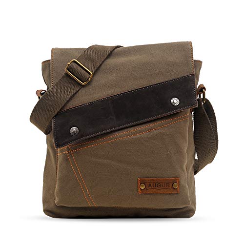 FANDARE Vintage Messenger Bag Umhängetasche Computer Briefcase Taschen für Arbeit Schule Schulranzen Crossbody Bag Damen Herren Canvas, grün, L, Freizeitrucksack von FANDARE