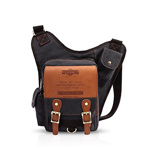 FANDARE Vintage Sling Bag Umhängetasche Messenger Bag Hiking Bag Crossbody Bag Rucksack Canvas Schwarz A von FANDARE