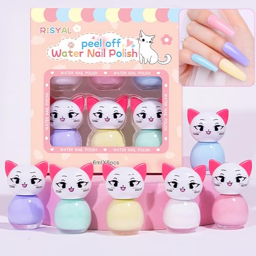 Kinder-Nagellack-Set für Mädchen, 10 Farben, ungiftig, schnell trocknend, wasserbasiert, abziehbarer Nagellack für Kinder, Kindernagellack, Kleinkinder, Mädchen, Geschenk-Set (Macaron, 1) von FANFALUV