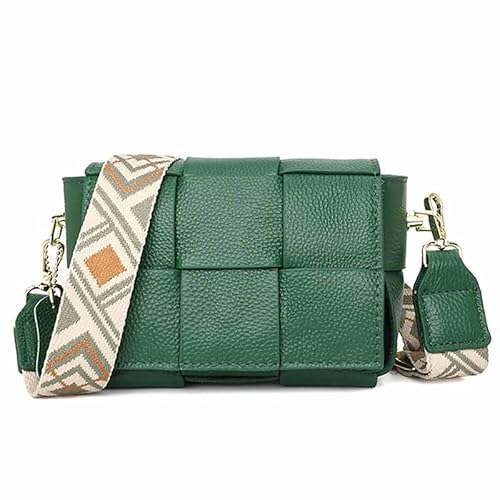 FANFUSUZI Crossbody Bag Damen Leder Breiter Gurt Bauchtasche Damen Stylisch Handtasche Damen KleinUmhängetasche Damen moderne taschen mit breitem schultergurt,Grün. von FANFUSUZI