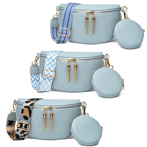 FANFUSUZI Handtasche Damen UmhäNgetasche UmhäNgetasche Damen Bauchtasche Damen Stylisch Hellblau Mit 3 Schultergurten von FANFUSUZI