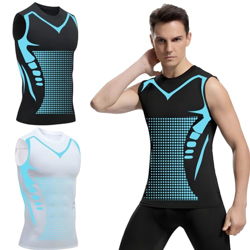 2024 New Version Ionic Shaping Vest, 2 Stück Ionic Shaping Herren Komfortables und Atmungsaktives Eis-Seiden-Gewebe für Männer (DE/NL/SE/PL, Alphanumerisch, XL, Regular, Regular, Schwarz und Weiß) von FANGCCC