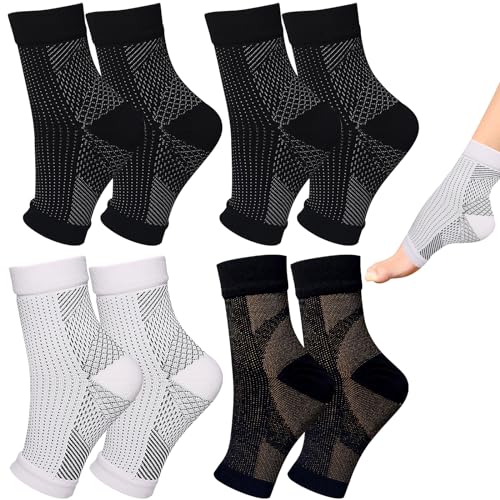 FANGCCC 4 Paare Orthopädische Kompressionssocken,Orthoback Socken Kompressionsstrümpfe Damen Und Herren,Kompressionssocken Damen,Kompressions-Socken,Neuropathische Nano-Socken (L/XL) von FANGCCC