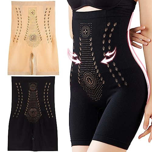 FANGCCC Ionstech Unique Fiber Restoration Shaper, 2 Stück Fiber Restoration Shaper Elastisch Body Shaper für Damen Hohe Taille Shapewear für In Form Kommen (Schwarz und Hauttöne, L) von FANGCCC