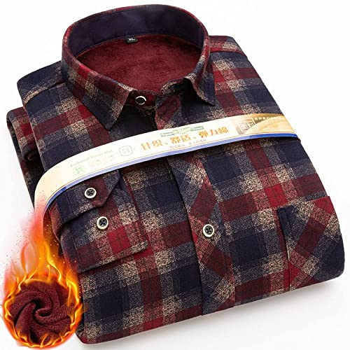 Dickes Warmes Hemd - Herren Western Warm Hemd ， Kariertes Button Down Regular Fit Hemd, Streifen Langarm Flanell Freizeittop, Heavy Weight Fleece Sherpa Jacke S ， 6XL,Style 5,M von FANGDADAN