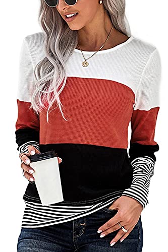 FANGJIN feinstrick Pullover Damen Lang Langarmshirt Business Basic Kleidung Dkuschel roter langatmig Shirt lang warm schöner Pullover Herbst Winter Sweatshirt Rot L （40 42） von FANGJIN