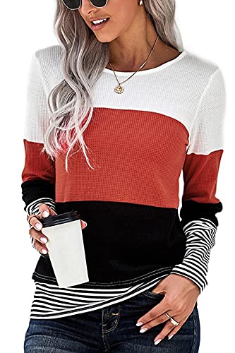 FANGJIN feinstrick Pullover Damen Lang Langarmshirt Business Basic Kleidung Dkuschel roter langatmig Shirt lang warm schöner Pullover Herbst Winter Sweatshirt Rot L（40 42） von FANGJIN