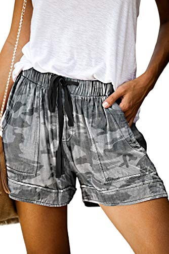 FANGJIN Damen Baumwolle Hoch Taillierte Stil Kurze Hosen Home Kleidung für Frauen Baggy Shorts Tarnung M von FANGJIN