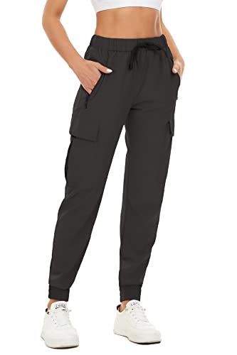 FANGJIN Damen Jogginghosen Leichte Freizeithose Dünner Stoff für Frauen Hosen Schnelltrocknende Outdoorhose mit Tunnelzug Wanderhose Schwarz M von FANGJIN