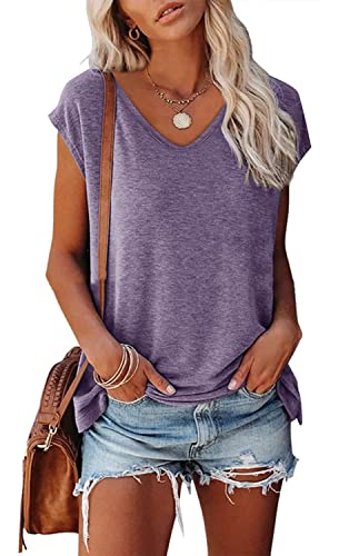 FANGJIN Damen Tshirt Kurzarm U Ausschnitt Oberteile Sommer Basic Shirts Tunika Kombiniert mit Shorts Top Casual modern Sweet Sportshirt Party Outfit Damen Klein S von FANGJIN