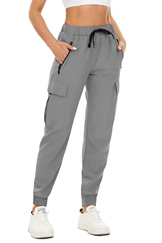 FANGJIN Hose Damen Jogginghose Damen Hosen Dünner Stoff Schnell trocknen Sporthose Lücke sportliche Elegante Hellgrau M von FANGJIN