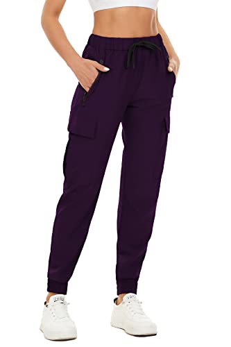 FANGJIN Jogginghose damene legante Hose Sommer Wanderhose Frauen Einfarbiges Sporthose Dünner Stoff Schnell trocknen Sporthose Lücke sportliche Elegante Deep Purple L von FANGJIN