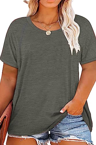 FANGJIN Oversized Tshirt Damen Große Größen Top Sommer Kurzarm Rundhals Oberteil Locker dünnen Pullover Sportshirt Frauen Casual Lose Tops Elegant Bluse Kleidung von FANGJIN