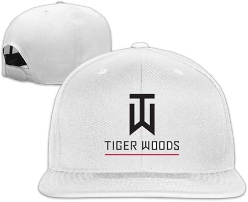 Tiger Logo Woods Custom Baseball Cap Hip Hop Cap Adjustable Snapback Flat Bill Ash White von FANGQIYUAN