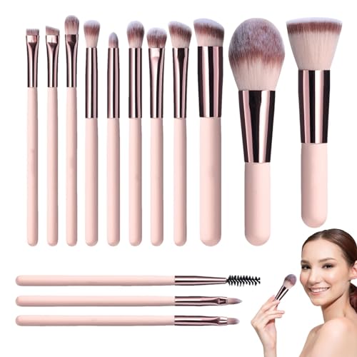 FANGZ Reise-Make-up-Pinsel,Reise-Make-up-Pinsel-Set - 14-teilige kleine tragbare Make-up-Pinsel-Sets für Frauen,Make-up-Pinsel-Set mit LED-Spiegel und Etui für Ausflüge und Reisen von FANGZ